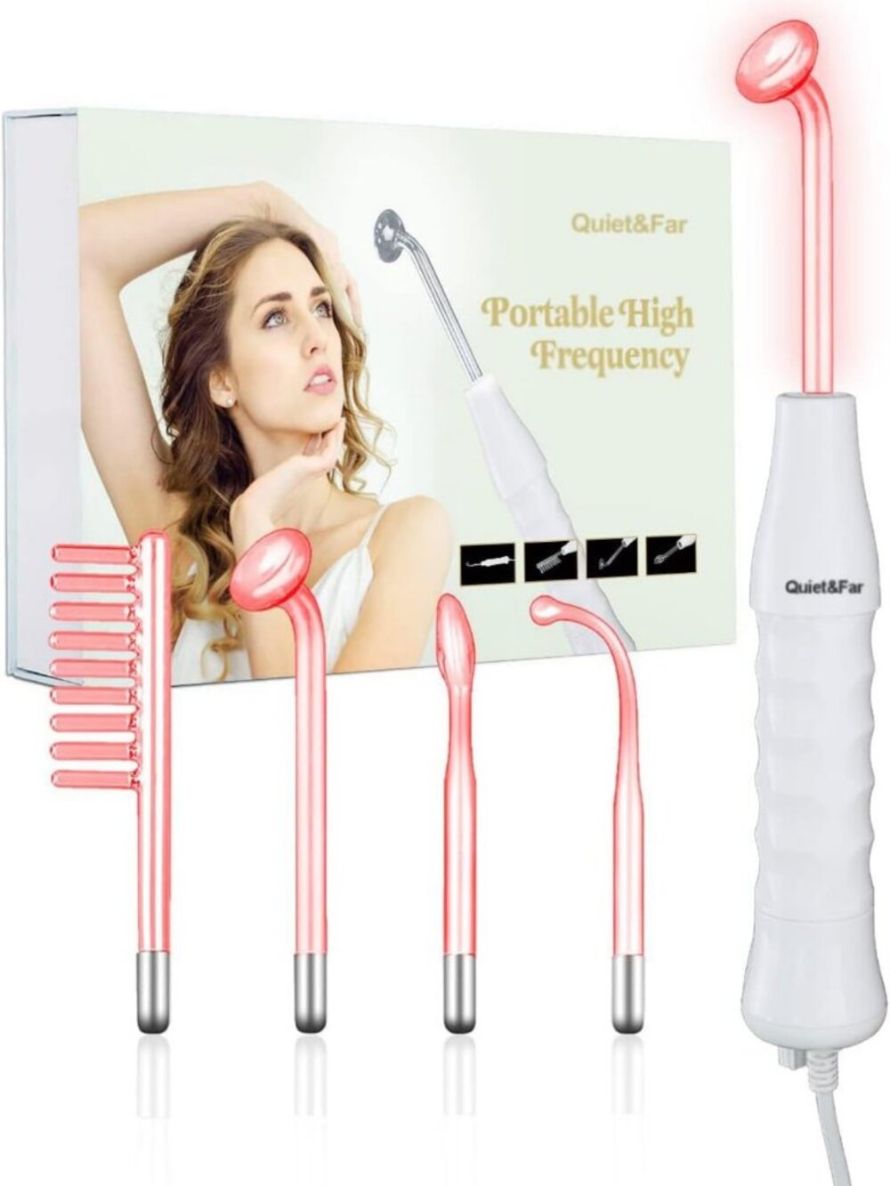 High-Frequency Facial Machine for Wrinkles, Skin Tightening & Care Tool with 4